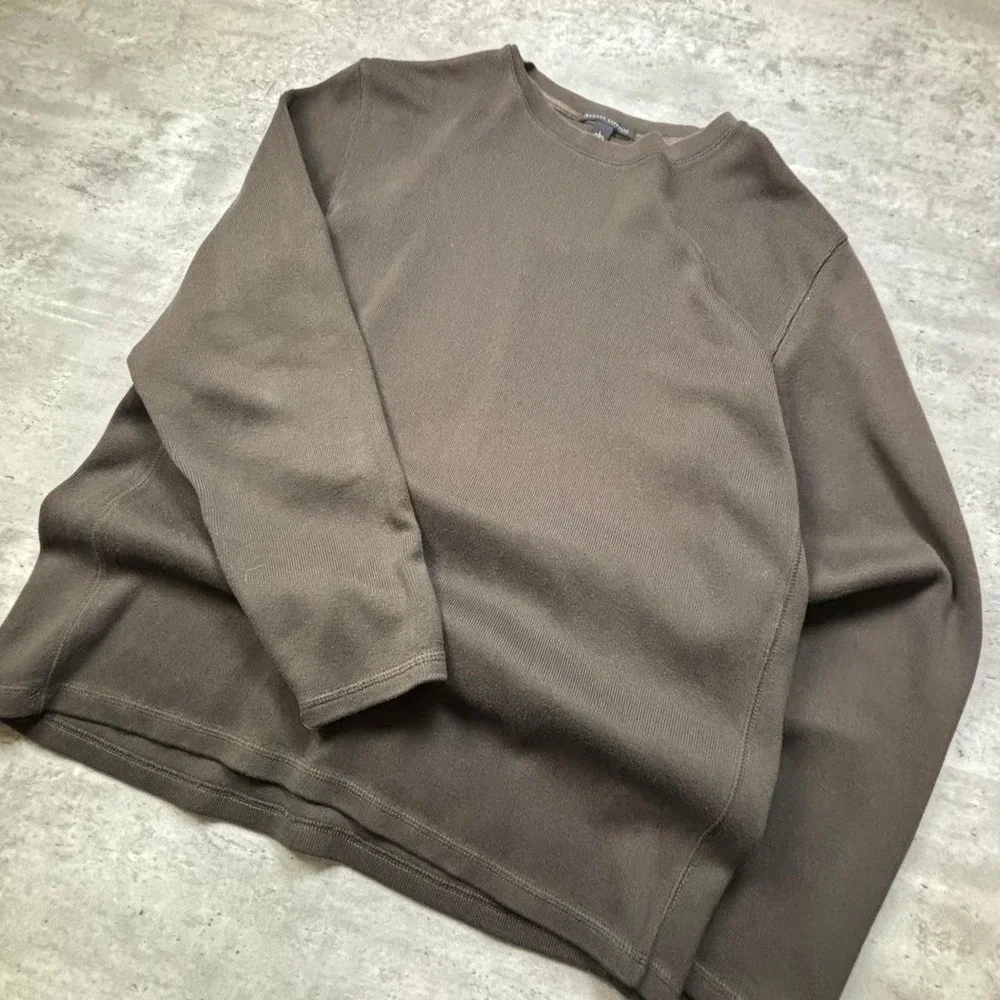 Banana Republic Long Sleeve Tee Mens Large Brown Y2K Crewneck Pullover